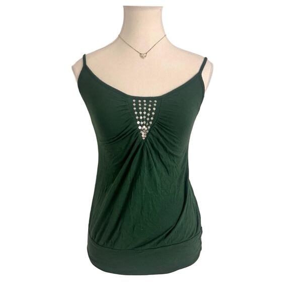 Wet Seal Size Small Vintage Y2K Fitted  Emerald Green Cami Top - Picture 1 of 4